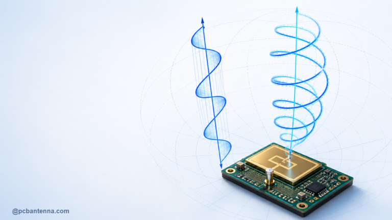 PCB antenna radiating linear and circular polarization field patterns
